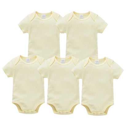 Kavkas 3PCS 5PCS Baby Boys Girls Clothes Solid White Short Sleeve Cotton Baby Bodysuits body bebe 0-24 months Newborn Jumpsuit
