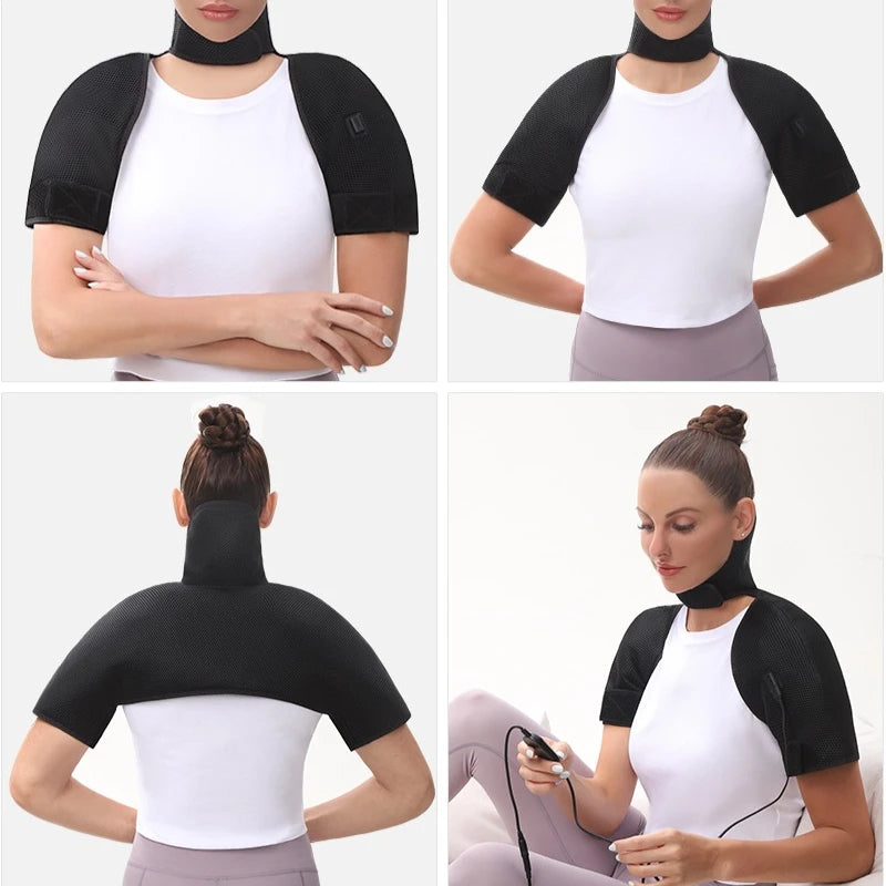 Heated Shoulder Back Massager 3 Massage Heating Functions Fits Shoulders Neck Back Relieves Cervical Soreness Muscle Strains