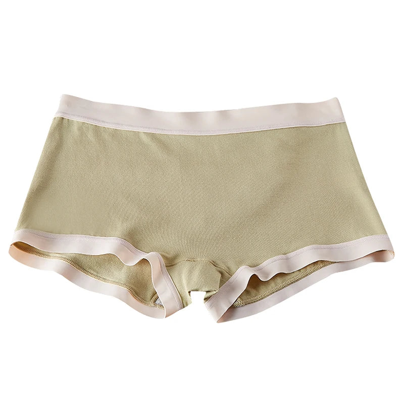 BANNIROU 1Pcs Mid-Rise Seamless Women's Boyshort Safety Knickers Pants Panties For Woman Intimates Female Underwear Lingerie