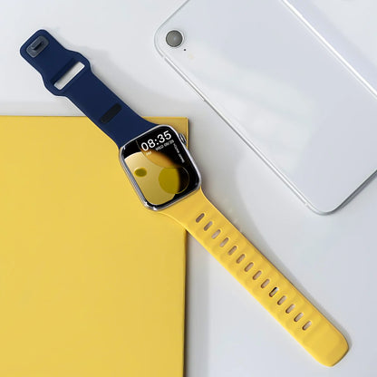 Silicone Sport Band for Apple Watch Ultra 3/2 49mm 42 44 38 40 41mm Two Tone Adjustable Strap for Iwatch S11 10 9 8 7 6 SE3 Belt