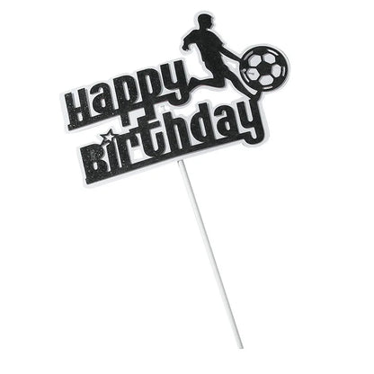 Cake Toppers Glitter DIY Basketball Football Set Cupcake Topper Cake Flags Kids Boys Birthday Wedding Bride Party Baking Decor