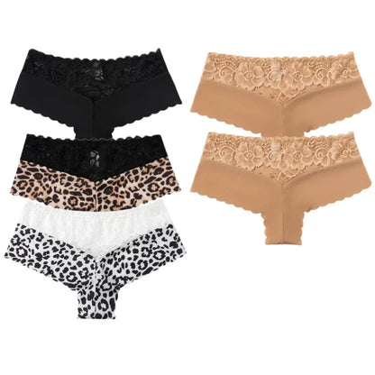 BZEL 5PCS/Set Women's Panties Sexy Lace Underwear Fashion Printing Woman Boxers Comfortable Lingerie Breathable Female Boyshorts