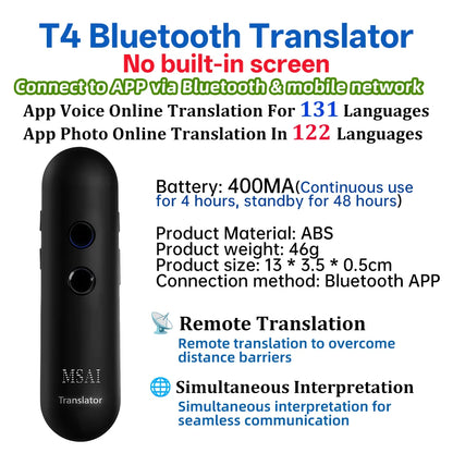 MSAI T20 Portable Translator 15 Offline Languages 98% Accuracy Tow-Way Realtime 160 Online Translation for Travel Business