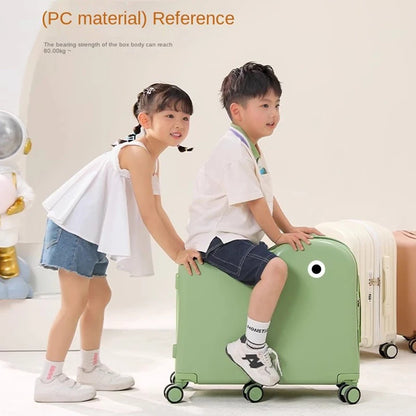 Children's Luggage Can Sit Ride Suitcase Six Wheel Luggage Set Luggage with Cup Holder Travel Suitcase
