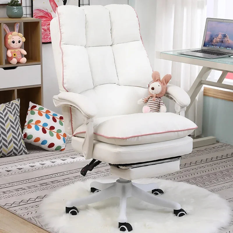 Office  Reclining Armchair with Footrest WCG Computer Gaming  Internet Cafe Gamer  bedroom study  Pink white