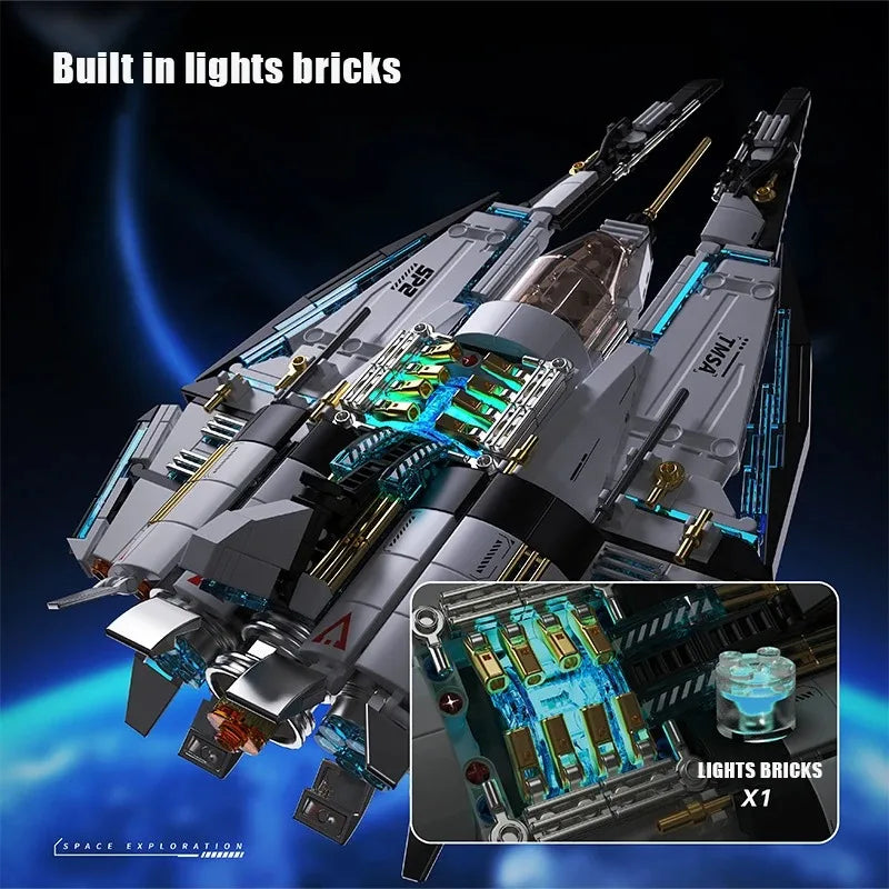 739PCS Space Wars Galaxy Starship Cruiser Building Blocks Interstellar Fighter Model High Tech Educational Toys Boys Kids Gift