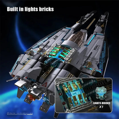 739PCS Space Wars Galaxy Starship Cruiser Building Blocks Interstellar Fighter Model High Tech Educational Toys Boys Kids Gift