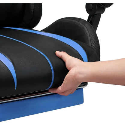 Fashion High Back Video Game Chair with Speakers Massage Computer Gaming Chair with LED Lights and Footrest