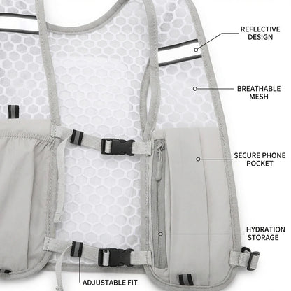 Lightweight Running Vest with Phone Holder New Reflective Hydration Water Chest Pack Storage for Sports Water Bottle