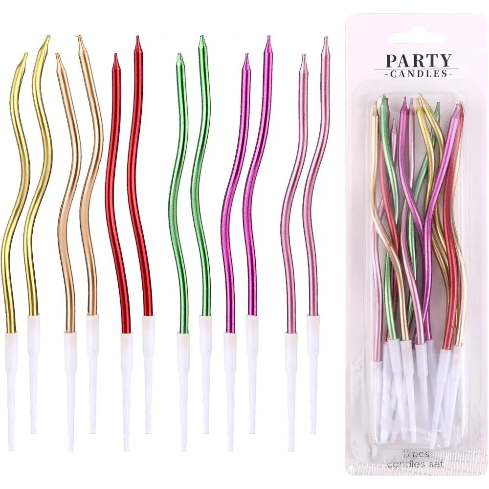6/12/48pcs Birthday Candles Spiral Cake Candles  Long Thin Cake Candles For Wedding Party And Cake Decoration