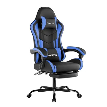 Ergonomic Gaming & Office Chair, Footrest, Racing Design Black/Grey | PVC with headrest,lumbar, Adjustable Height