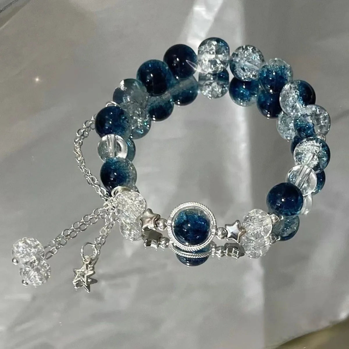 6Pcs 925 Sterling Silver Rhinestone Bracelets for Women Girls Luxury Korean Sparkling Starry Sky Charm Bracelets Party Jewelry