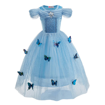 Elsa Anna Kid Princess Girls Dress Rapunzal  Kids Cosplay Halloween Vestidos Children Costume Birthday Party Dress