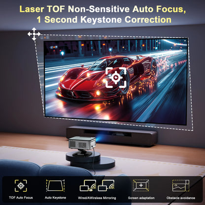 HORLAT 3200Ansi Lumens 4K Full HD Projector T10ULTRA 2G 32G Home Theater WiFi Android 14 Portable Smart TV Cinema Beam Projector