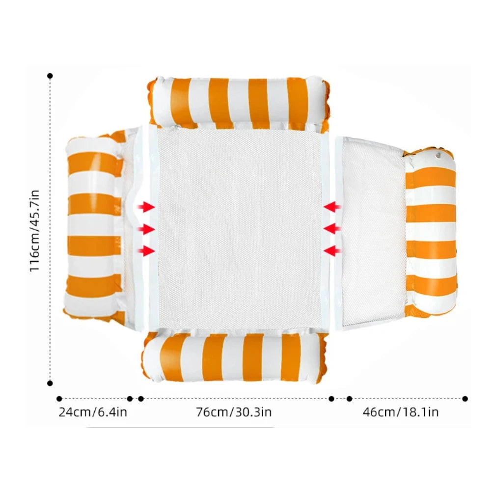 Inflatable Foldable Floating Row Swimming Pool Party Water Hammock Air Mattresses Pvc Stripe Water Floating Inflatable Mat
