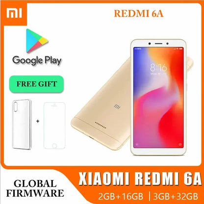 Global Rom Original Xiaomi Redmi 6A 2GB 16GB 3GB 32GB 4G Smartphone Wholesale Xiaomi Mobile Phones Unlocked Android Google Play