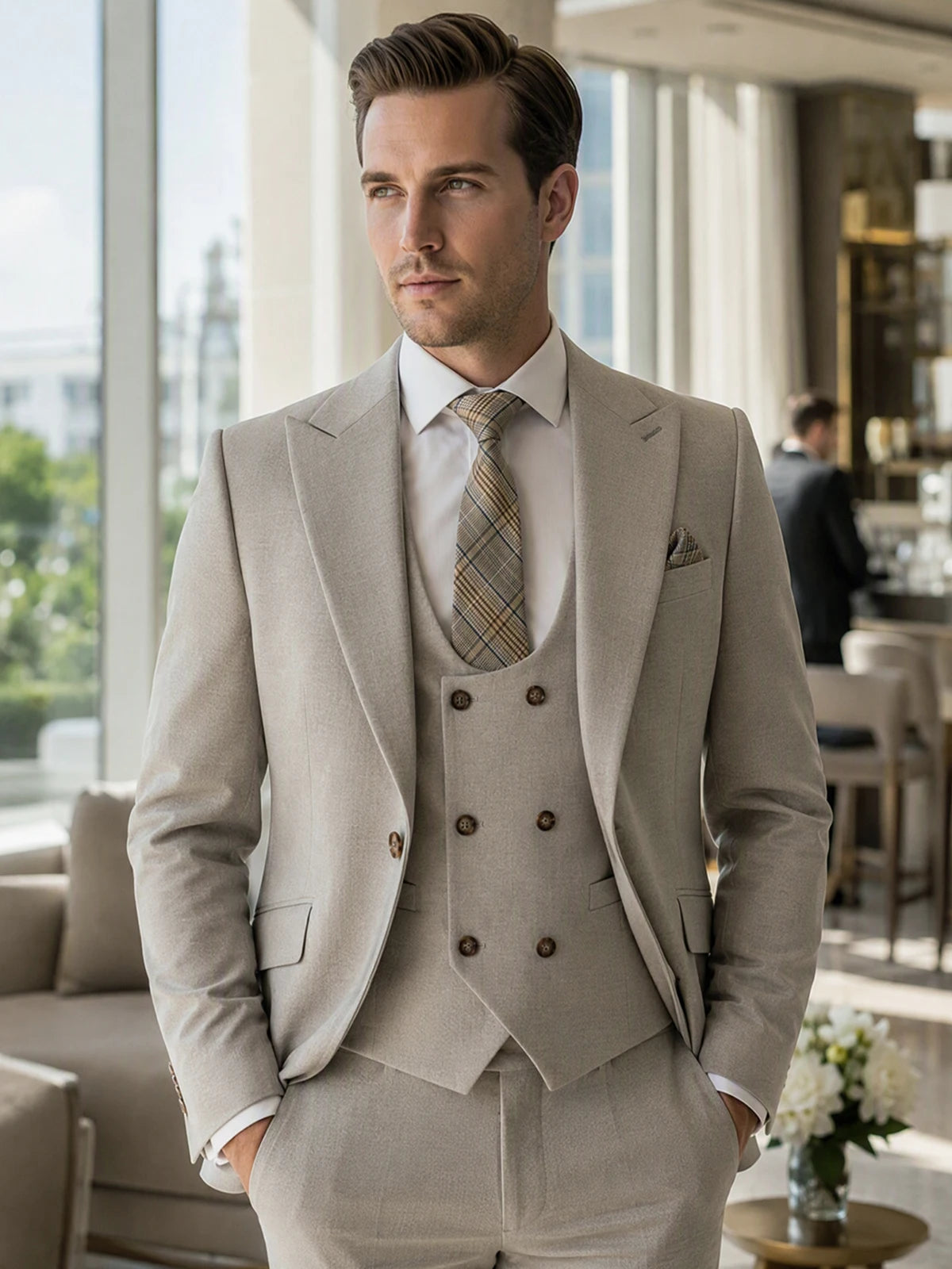 Turkish Style High Quality Men Suits 3 Piece Set Elegant Slim Fit Formal Office and Leisure Banquet Groomsman Set Groom's Suit