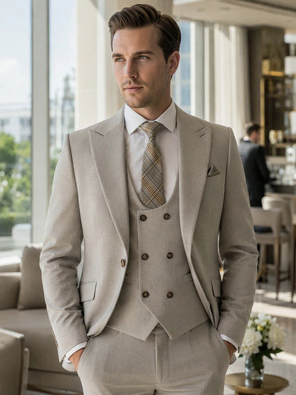 Turkish Style High Quality Men Suits 3 Piece Set Elegant Slim Fit Formal Office and Leisure Banquet Groomsman Set Groom's Suit