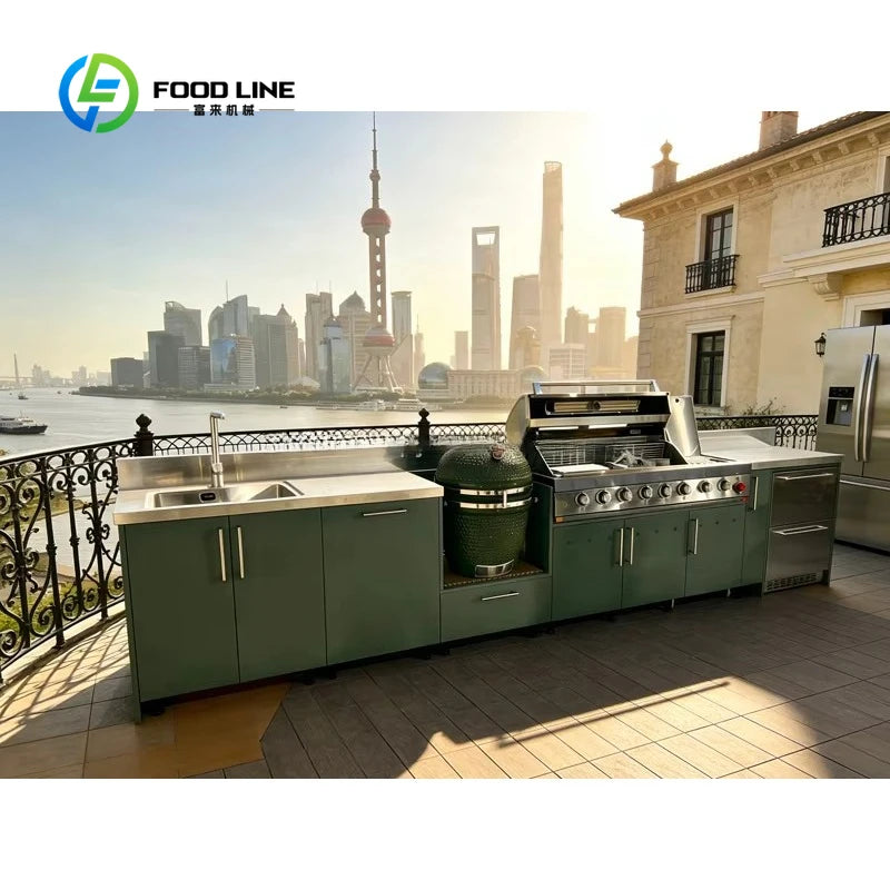 Customized Modern Outdoor Kitchen Cabinet Set Multi Scene BBQ Grill For Garden Camping Open Air Cooking