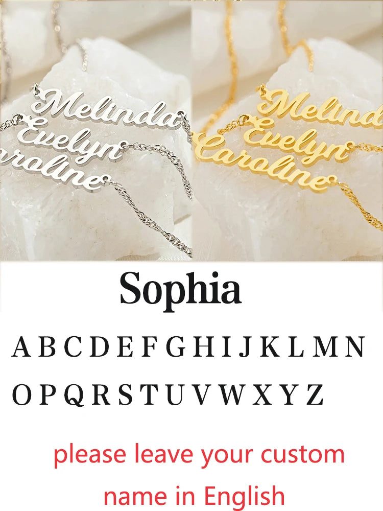 Custom Different Font Name Pendant Necklace for Woman Girls Stainless Steel Nameplate Personalized Choker Necklaces Jewelry Gift