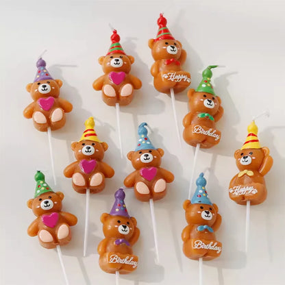 Hot Sale 5PCS Love Little Bear Happy Birthday Cake Candle Children's Tie Letter Bear Party Cartoon Cake Decoration