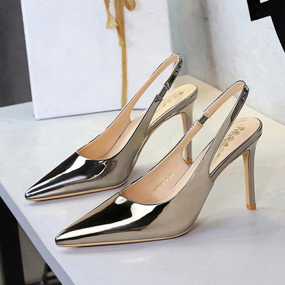 BIGTREE 2026 New Design Fashion Patent Leather  Pointed Toe Hollow Pumps Woman Thin Heels Ladies Party Shoes Zapatillas De Mujer