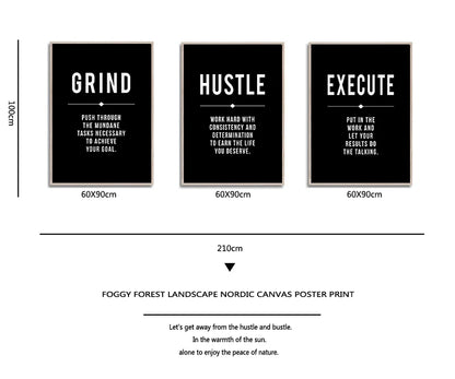 Grind Hustle Success Motivational Posters and Prints Office Decor Modern Art Entrepreneur Motivation Canvas Painting Pictures
