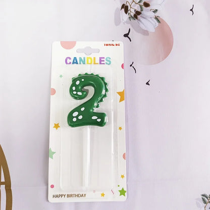 New Green Dinosaur Candle Point Pencil Candles Combination Set 0-9 Number Birthday Candles Party Anniversary Cake Decoration