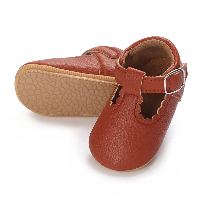 Breathable Newborn Baby Shoes Baby Boy Girl Shoes Girl Classic Bowknot Rubber Sole Anti-slip PU  Toddler Shoes First Walker
