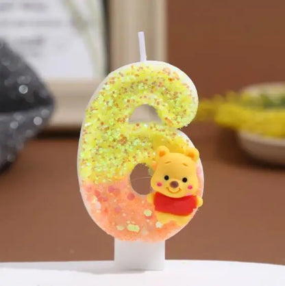 Anime 0-9 Number Candle Cute Winnie the Pooh Candle Cartoon Character Children Party Cake Plug-in Birthday Cake Decoration Gifts