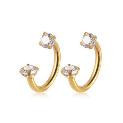 2Pcs Stainless Steel Crystal CZ Tragus Piercing Helix Studs Earrings For Women Girls Hoop Nose Ring Body Piercing Jewelry
