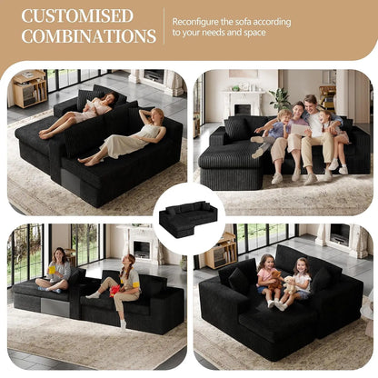 105" Boneless Couches for Living Room, Sectional Couches Modular Sofa with L-Shaped Chaise, Memory Foam Comfy Cloud, Customized