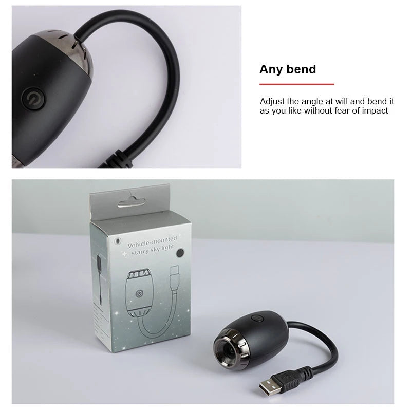 Romantic LED Starry Sky Night Light USB Powered Saturn Galaxy Projector Lamp for Car Roof Party Room Ceiling Decor Plug and Play