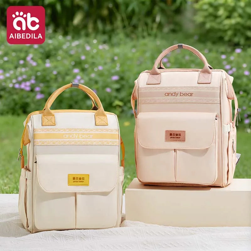 AIBEDILA Maternity Diaper Backpack Large Capacity Multifunctional Portable Light Baby Nappy Storage Backpack for Outdoor Travel