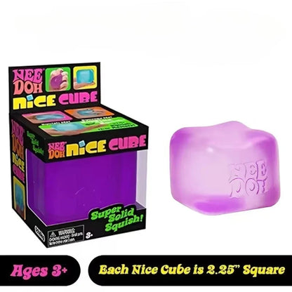 Nice Cube Nee Doh Squishy Squeeze Toy, Portable Stress Relief Sensory Fidget, Great for Kids & Adults with ADHD