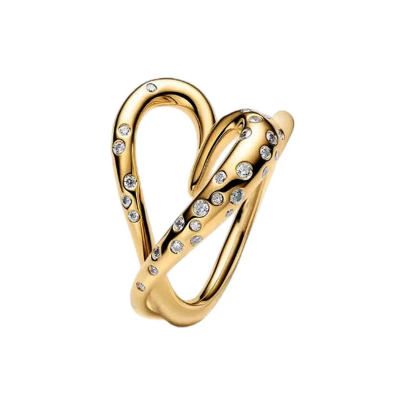 2026 Summer New 925 Silver Ocean Wave Ring Flower Love Women's Ring Fashion DIY Jewelry Gift