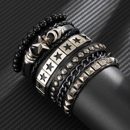 4pcs/set Gothic Punk Rock Square Rivet Bracelet Daily and Party Gothic
