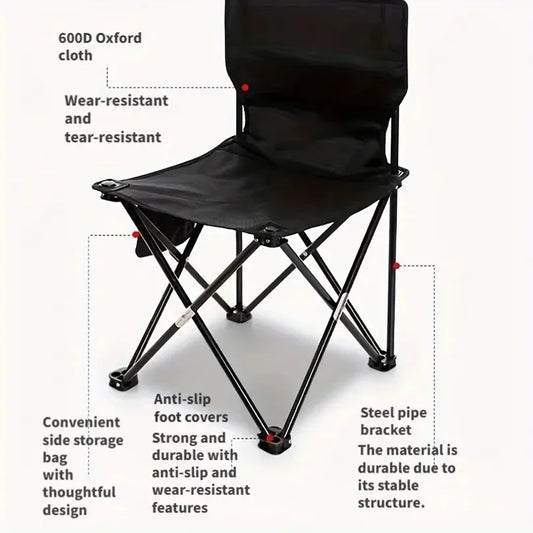 Outdoor Foldable Chair Camping Chair with Side Pocket Picnic Oxford Cloth Chairs Portable Beach Fishing Chairs Outdoor Chair