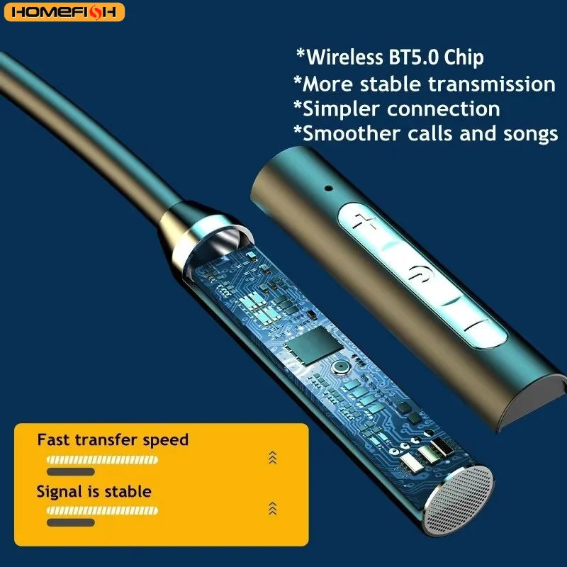 9D BT Earphones Wireless Headphones Magnetic Sport Neckband Neck-hanging TWS Earbuds Wireless Blutooth Headset with Mic