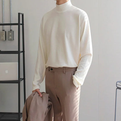 Men's Thermal Turtleneck Long Sleeve Shirt Fleece Lined Warm Loose Fit Casual Pullover Soft Basic Top Autumn Winter.