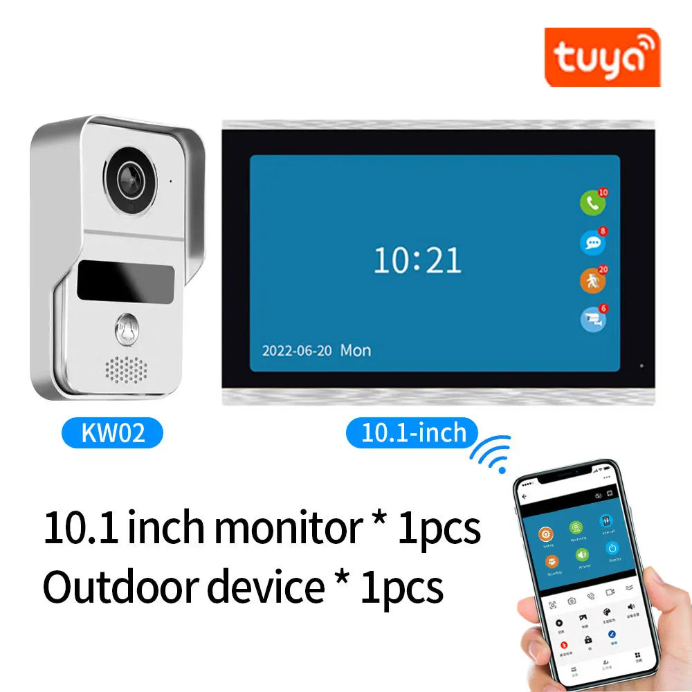 Tuya App  Wifi Video Intercom Kits Visual Doorbell System 1080P Entry Doorphone Door Camera for Home Villa Apartment