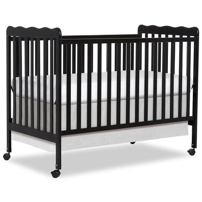 White 3-in-1 Convertible Baby Crib with 4 Height Adjustments, Toddler Bed Conversion & Locking Wheels