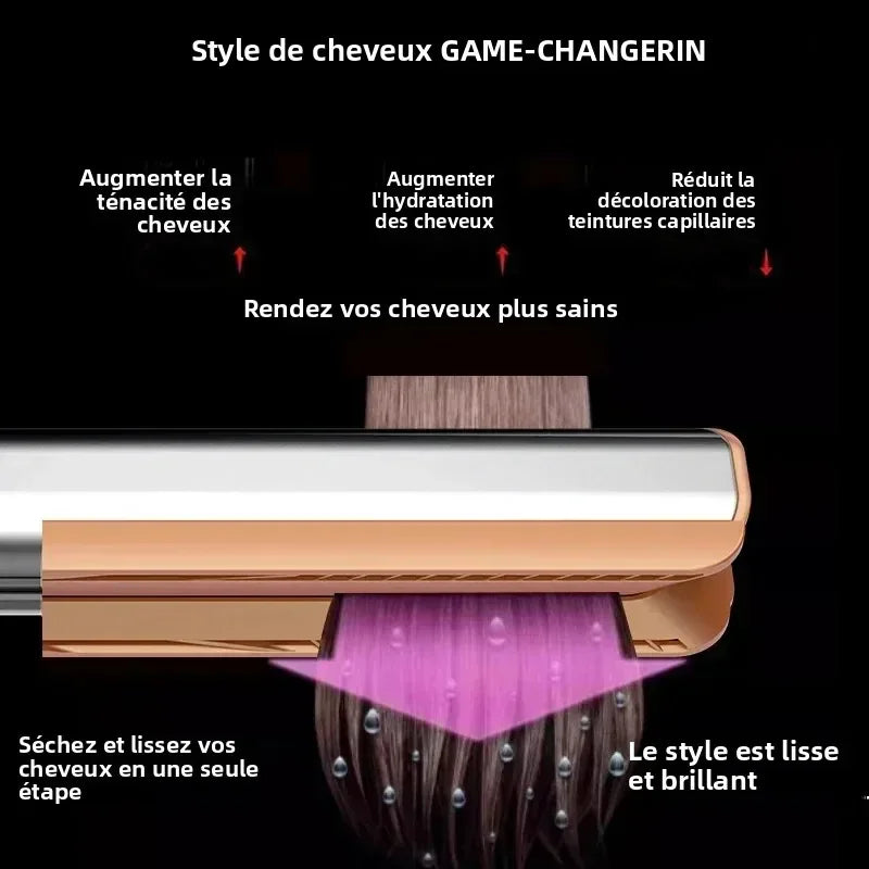 2-in-1 Hair Straightener and Dryer Combo - Negative Ion Heating Flat Iron for Quick, Long - Lasting Hair Styling at Home，salon