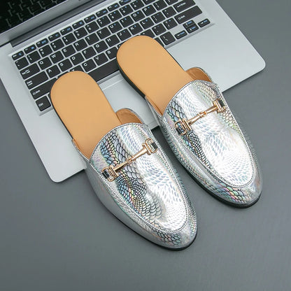 Men's Black Half Shoes For Men Leather Loafers Shoes Man Mules Casual Shoes Male Footwear Fashion Social Mocassins Summer 2023