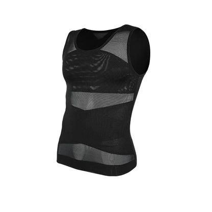 2 PCS Men Cross Mesh Compression Tank Top Gynomastica Shapewear Sleeveless Undershirt Tummy Control Slimming Body Shaper Breathable Waist Trainer Back Support Fitness Vest