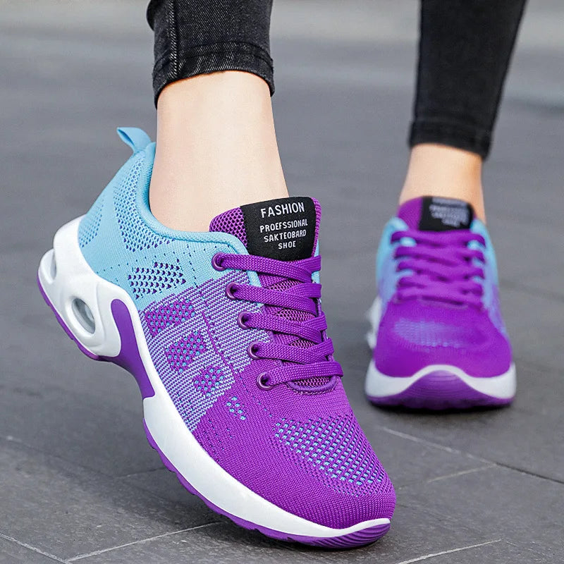 Spring Autumn Women Mesh Breathable Sports Shoes Lady Non-slip Running Shoes Adult Student Commuter Casual Shoes Everyday Casual