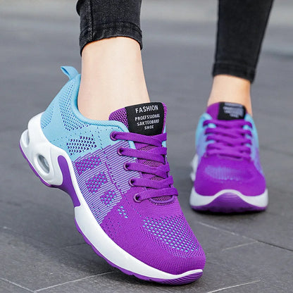 Spring Autumn Women Mesh Breathable Sports Shoes Lady Non-slip Running Shoes Adult Student Commuter Casual Shoes Everyday Casual