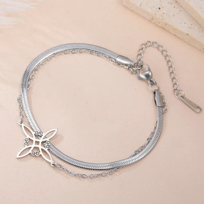 Dawapara Witch Knot Charm Bracelet for Women Celtics Knot Protection Amulet Bead Chain Stainless Steel Witchcraft Wiccan Jewelry