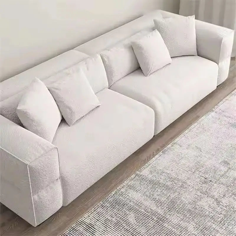Modern Living Room Sofa Set With Comfort Cushions And Composite Fabric Upholstery For Family Seating And Home Lounge Use