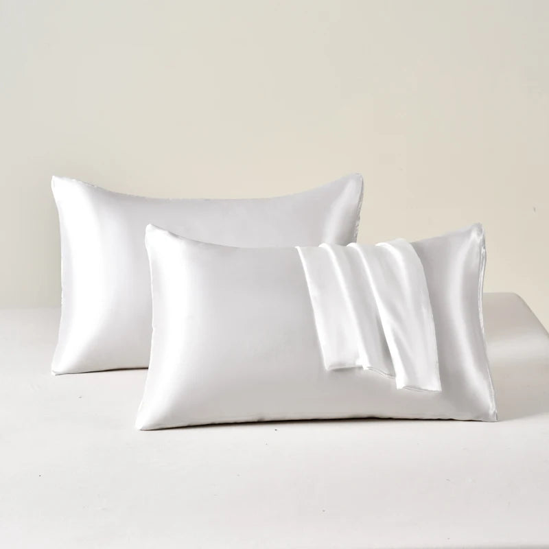 Polyester Satin Pillowcase Set | Two Covers with Envelope Closure | Bedroom & Guest Room